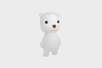 adorable baby bear white background 3d render