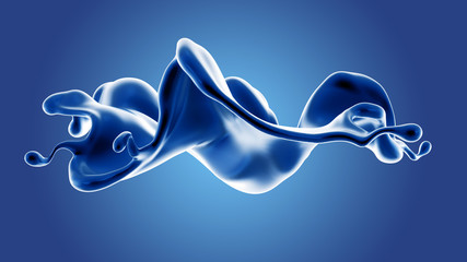 Splash fluid. 3d illustration, 3d rendering.