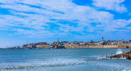 Water View to the Akko Old Port, Israel 