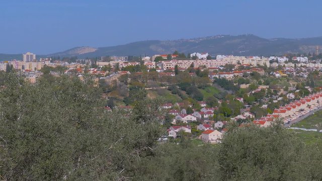 Panoramic buildings in Beit Shemesh from mount near Beit Jamal