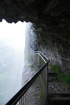 Path Climbing up to Staubbachfall Waterfall in Lauterbrunnen
