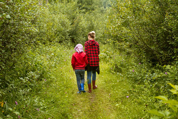 Fototapeta premium Mother and son in the forest