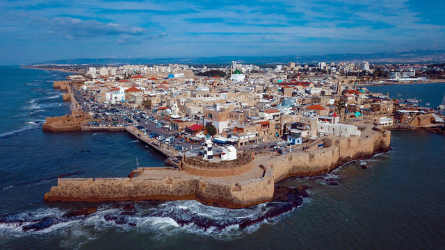 Aerial View to the Old Akko Port, Israel