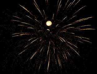 Fireworks sparkles in the night sky as background