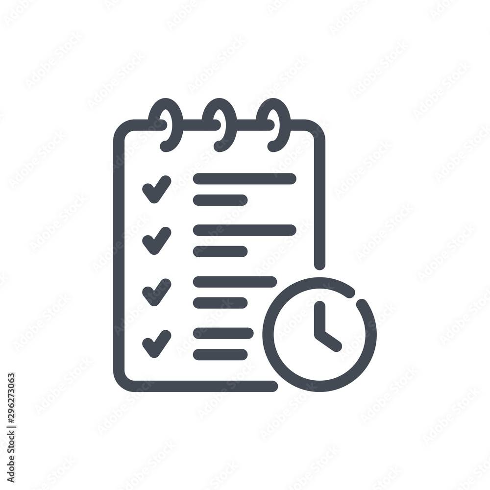 Poster to do list line icon. timing checklist vector outline sign.