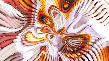 Bright background with a volumetric pattern and print. 3d illustration, 3d rendering.