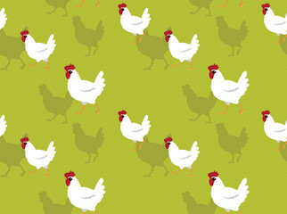 Cute White Chicken Animation Sequence Cartoon Character Vector Seamless Background Wallpaper