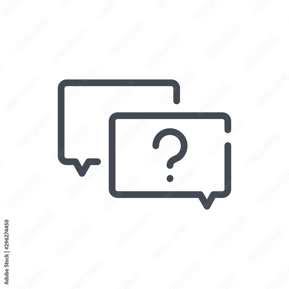 Poster question message line icon. chat boxes with question mark vector outline sign.