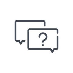 Question message line icon. Chat boxes with question mark vector outline sign. - obrazy, fototapety, plakaty