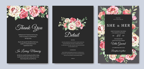 beautiful wedding invitation card and floral wreath designs