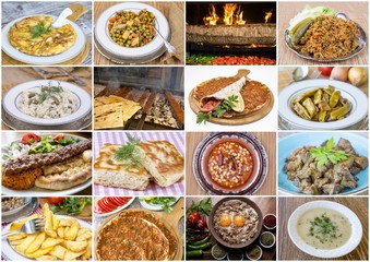 Traditional delicious Turkish foods collage