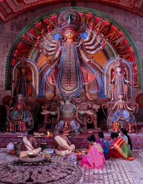 Non conventional Durga idol captured during durga Puja at Kolkata.