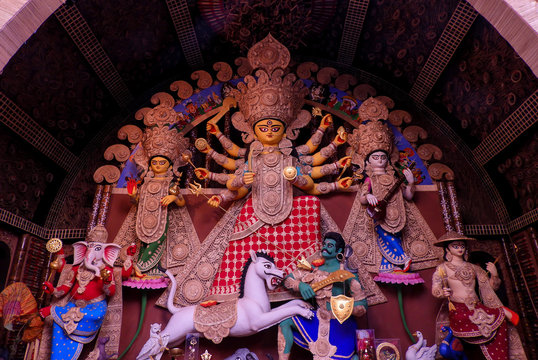 Non conventional Durga idol captured during durga Puja at Kolkata.