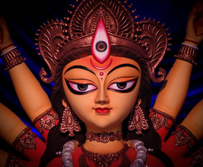 Non conventional Durga idol captured during durga Puja at Kolkata.