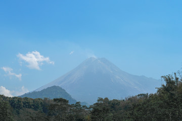 Fototapeta na wymiar View of Mount Merapi in Indonesia, active volcano in the world, Yogyakarta, Indonesia