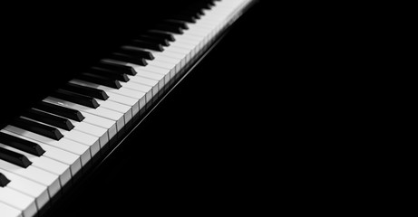 Piano and Piano keyboard with black background. © Eugene