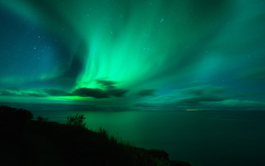 Fototapeta na wymiar scenic view landscape with aurora