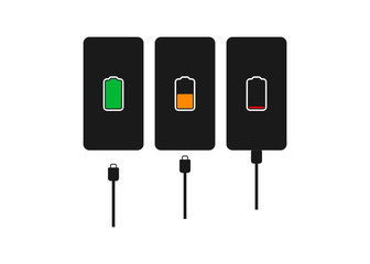 Battery Full Low Empty Charging Smartphone Fully Charged Vector Illustration