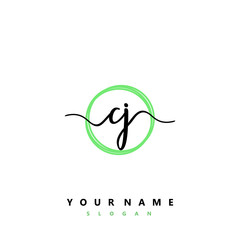 CJ Initial handwriting logo vector	