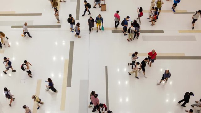 Crowd Of Anonymous Unrecognizable People Walking In Mall - time lapse 