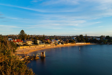 Golden light view over Camp Cove.