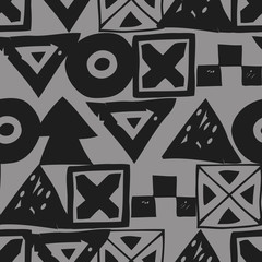 Seamless Ethnic pattern. Tribal vector abstract monochrome background