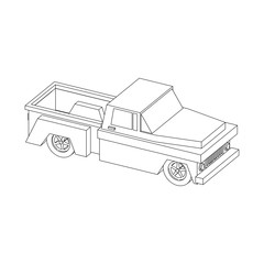 Line art illustration of classic truck vintage isolated on white