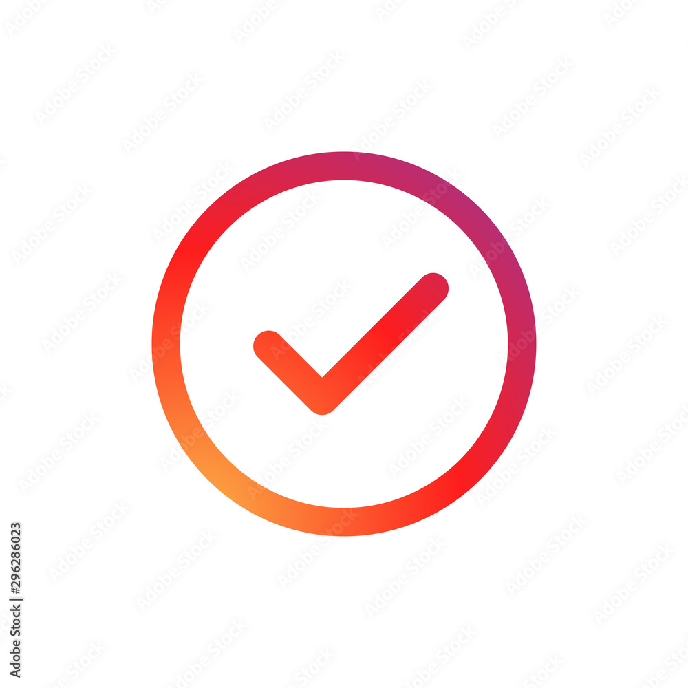Poster check mark gradient social media element checkmark icon vector. check mark tick vector icon. check m