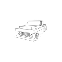 Line art illustration of classic truck vintage isolated on white