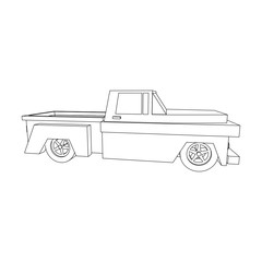 Line art illustration of classic truck vintage isolated on white