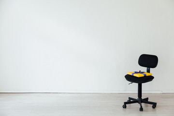 black office chair in the interior of the office without people