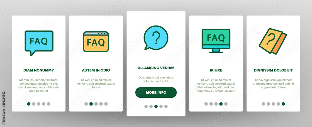 Poster faq frequently asked questions onboarding mobile app page screen vector website and word faq in quot