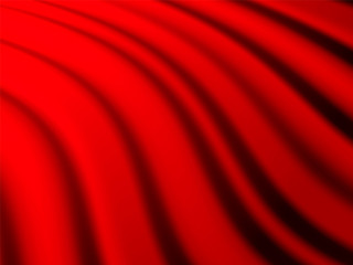 Vector illustration. Red closed curtains background for card