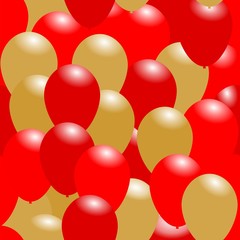 Seamless background with red and gold color balloons . Merry Christmas and Happy new year. Vector illustration of celebration.