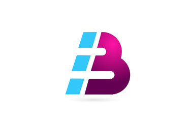 letter B logo alphabet for company logo icon design in pink blue color