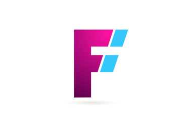 letter F logo alphabet for company logo icon design in pink blue color