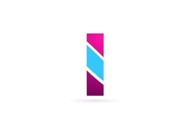 letter I logo alphabet for company logo icon design in pink blue color