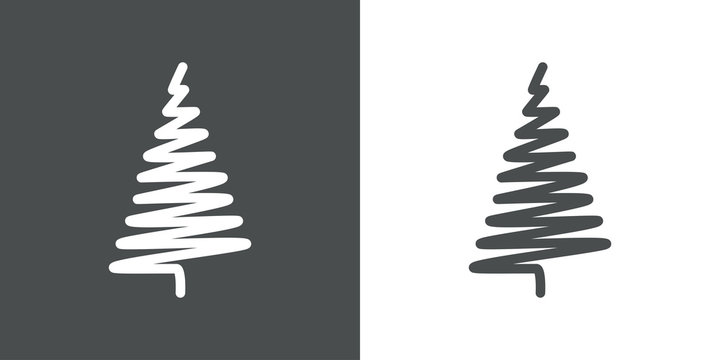 Logotipo con árbol abstracto lineal en zigzag gris y blanco