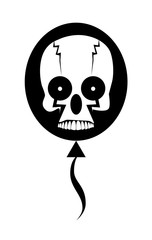 Skull Clown in a balloon, black and White background  