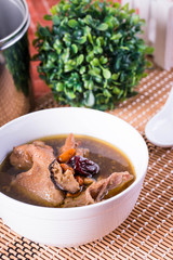 native chicken with sibut or Chinese four herbs soup 