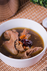native chicken with sibut or Chinese four herbs soup 