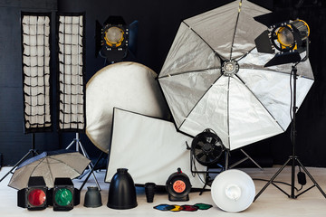 photo studio accessories photographer's interior white background