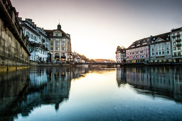 Fototapeta na wymiar Luzerne city view from water level