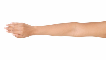 Fototapeta premium Female asian hand gestures isolated over the white background.