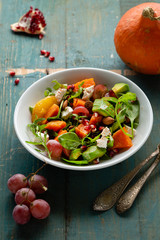 Salad with pumpkin and avocado