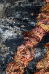 Barbecue.Juicy pieces of meat on skewers