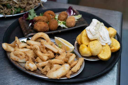 conjunto de tapas espa&ntilde;olas gastronomia 