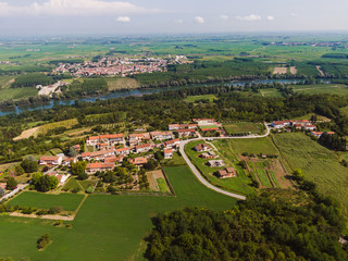 Fototapeta na wymiar Aerial view of Pianura Padana from panoramic viewpoint of Coniolo Monferrato