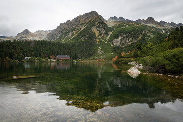 Fototapeta na wymiar Popradske Pleso mountain lake in High Tatras mountain range in Slovakia