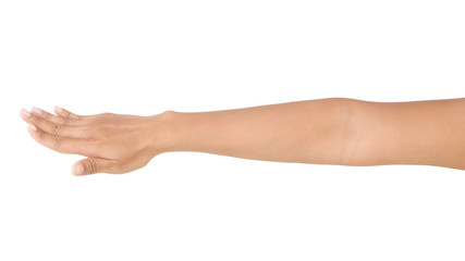 Fototapeta premium Female asian hand gestures isolated over the white background.